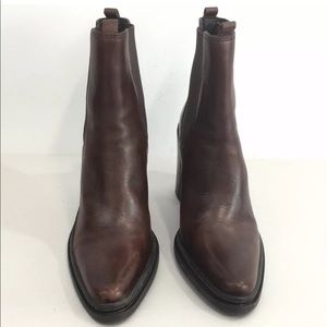 MIA Brown Pointed Toe Boots Block Heel Bootie